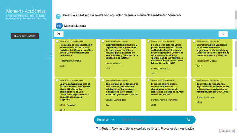 Chatbot Memoria